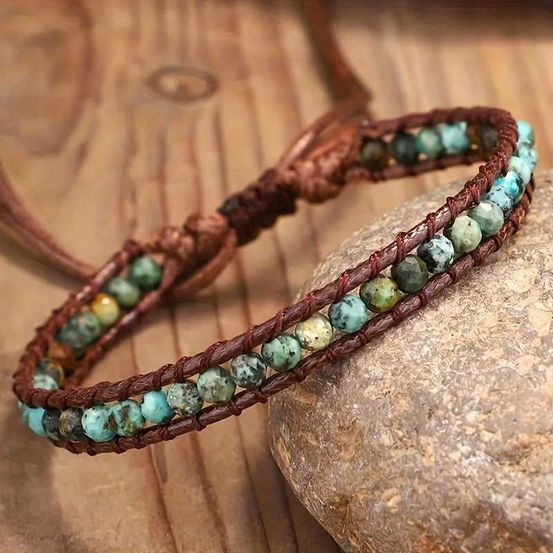Woven Stone Bead Bracelet