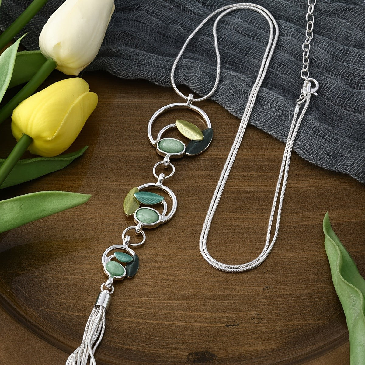 Cascading Leaf Tassel Necklace