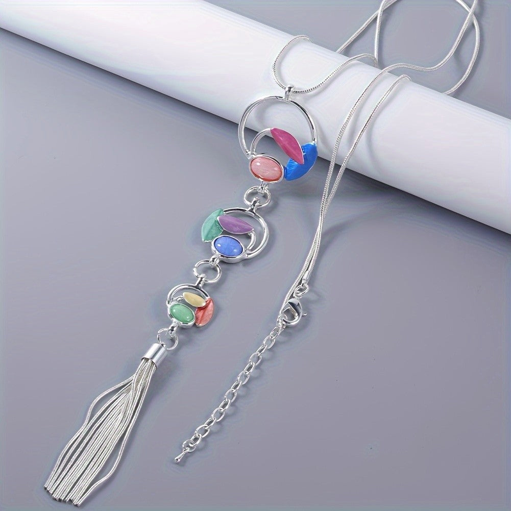 Cascading Leaf Tassel Necklace