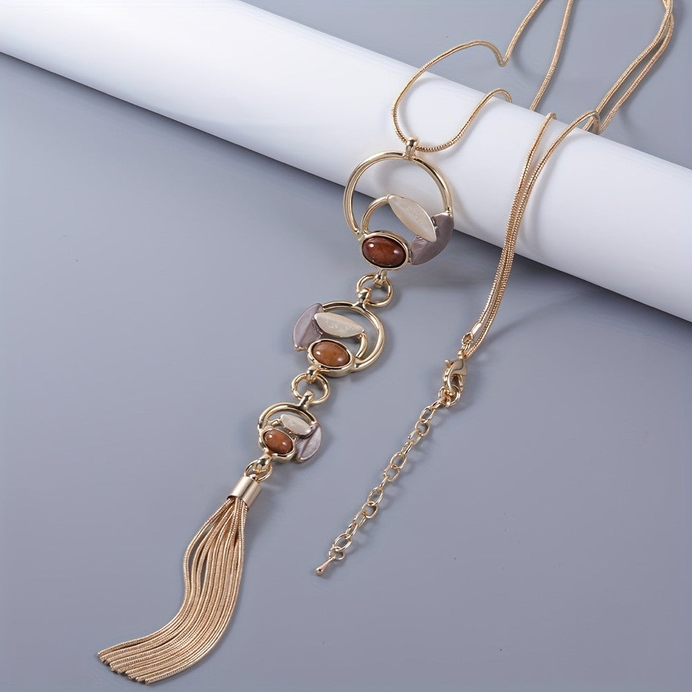 Cascading Leaf Tassel Necklace