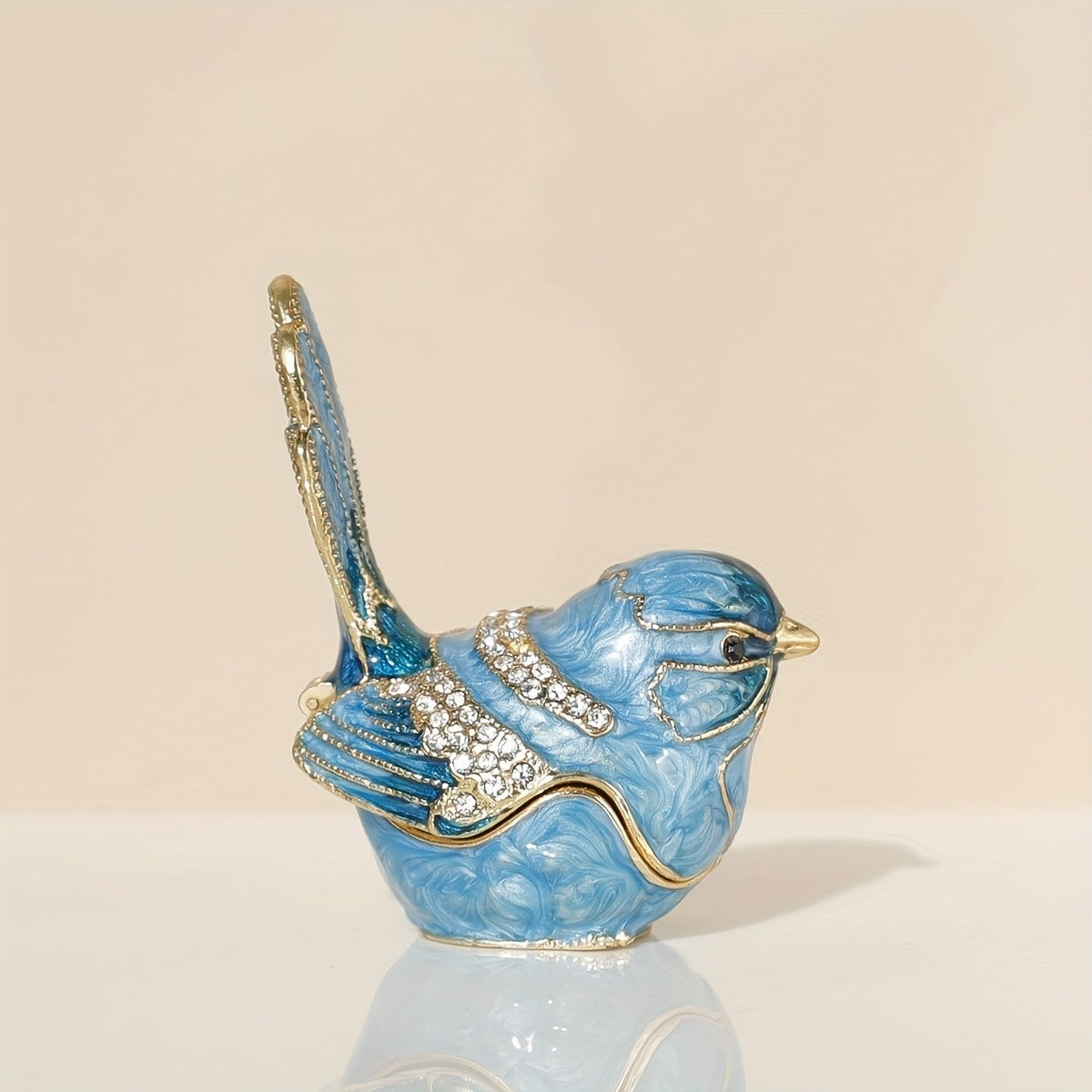 Blue Bird Crystal Trinket Box