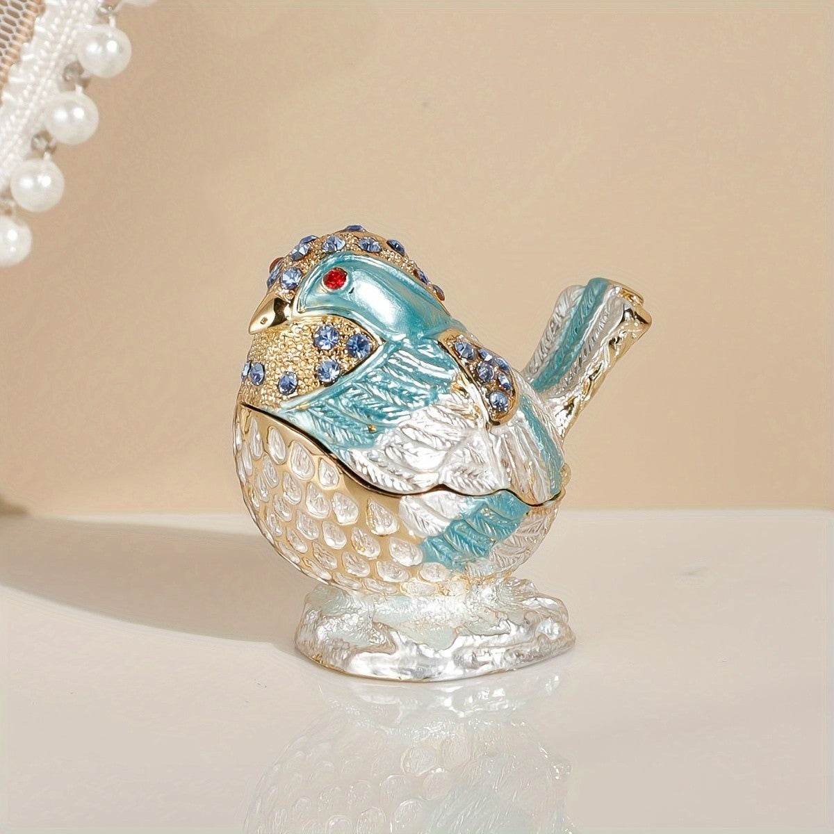 Blue Bird Crystal Trinket Box
