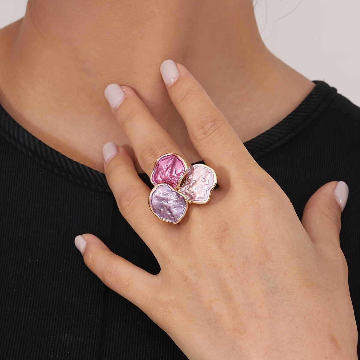 Colorful Enamel Cluster Ring