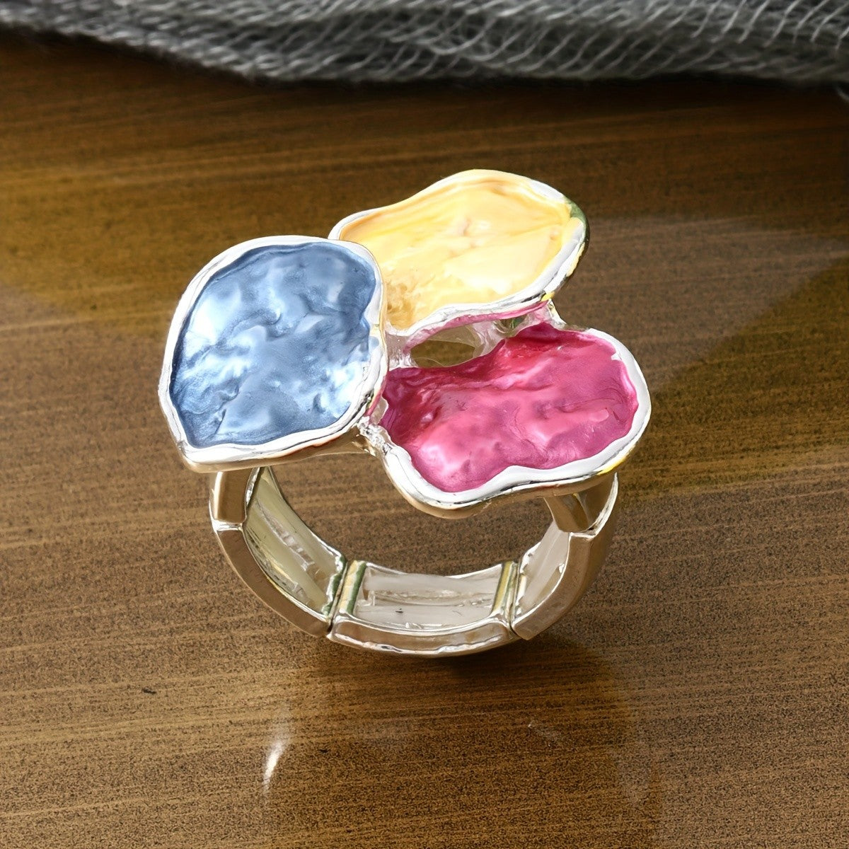 Colorful Enamel Cluster Ring