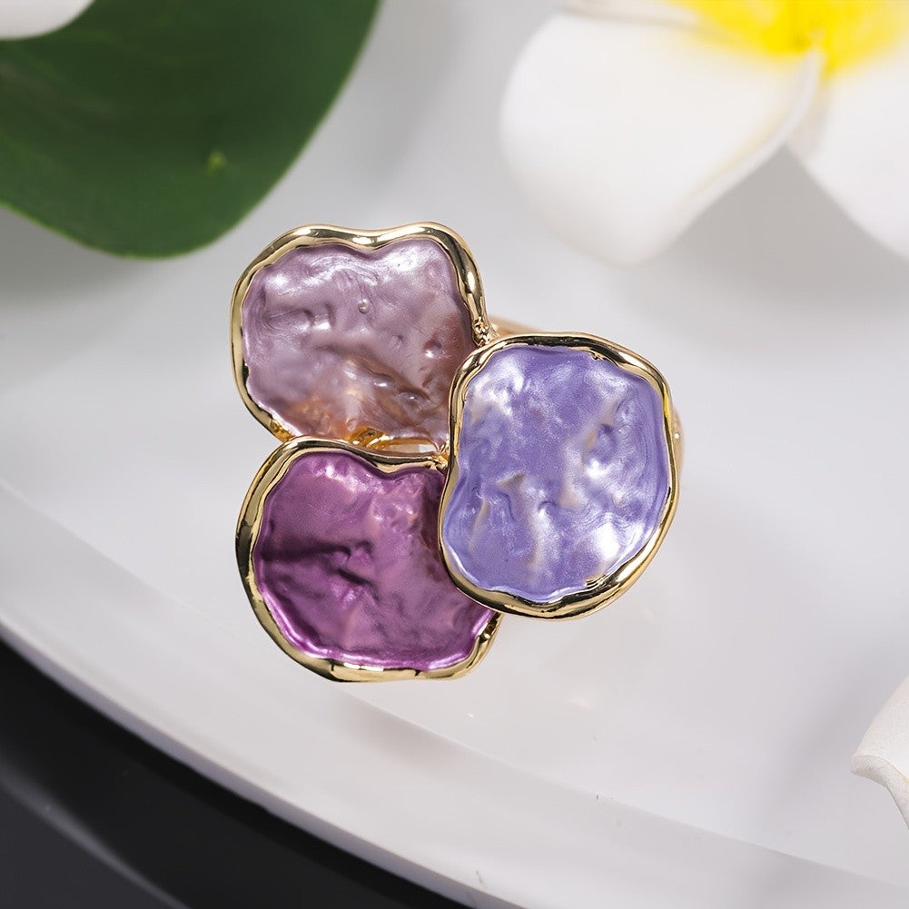 Colorful Enamel Cluster Ring