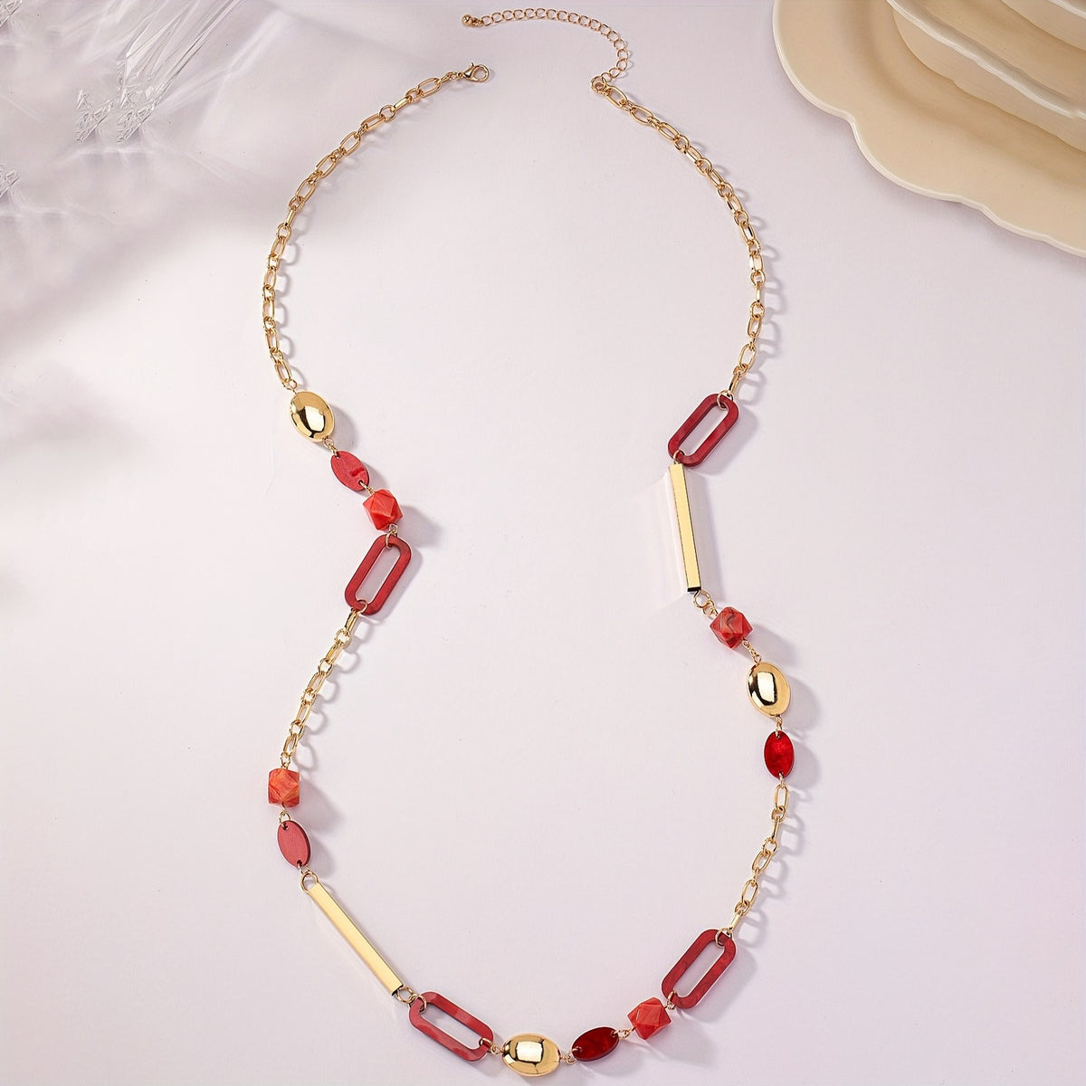 Geometric Link Long Necklace