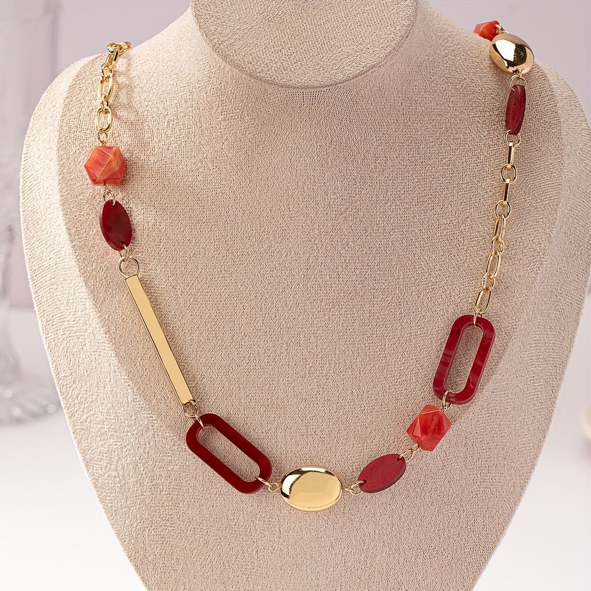 Geometric Link Long Necklace