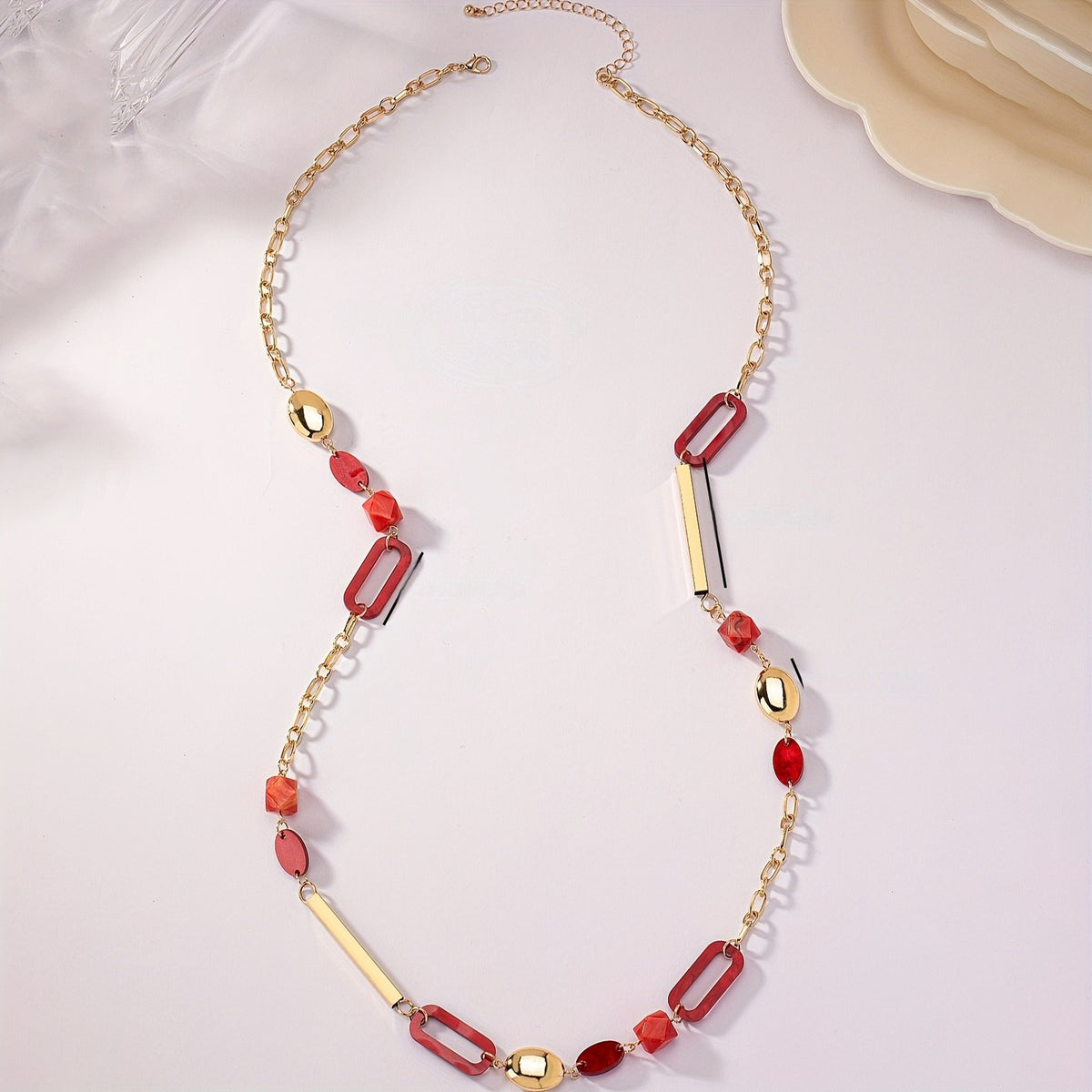 Geometric Link Long Necklace