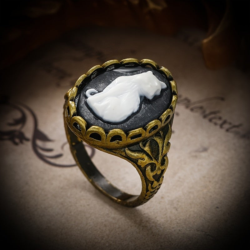 White Cat Cameo Ring