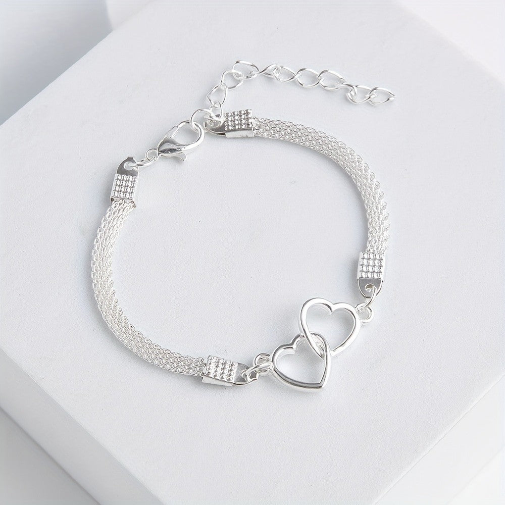 Interlocking Heart Mesh Bracelet