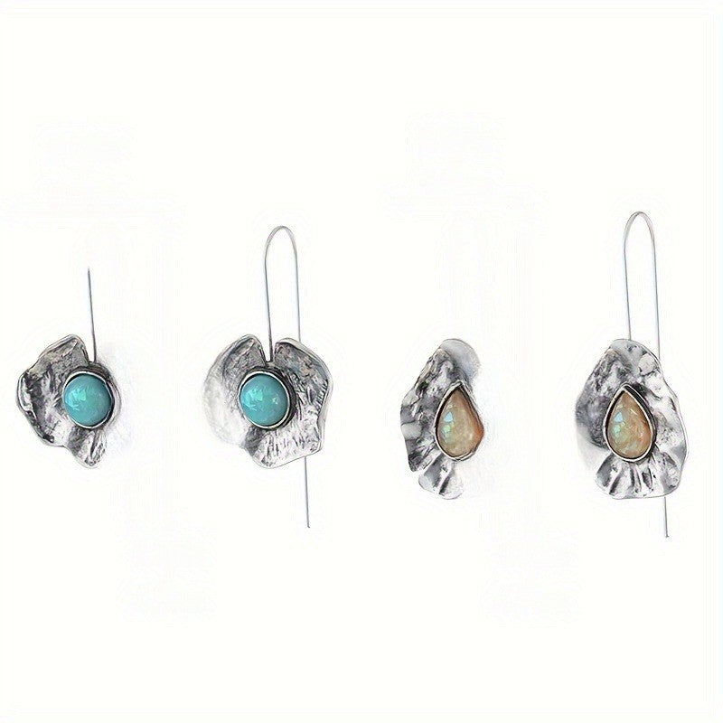 Textured Floral Opal Earrings