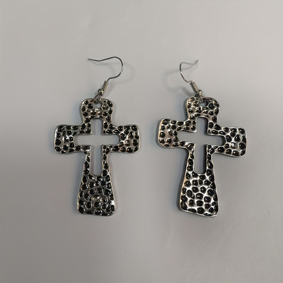 Textured Cross Drop Earrings
