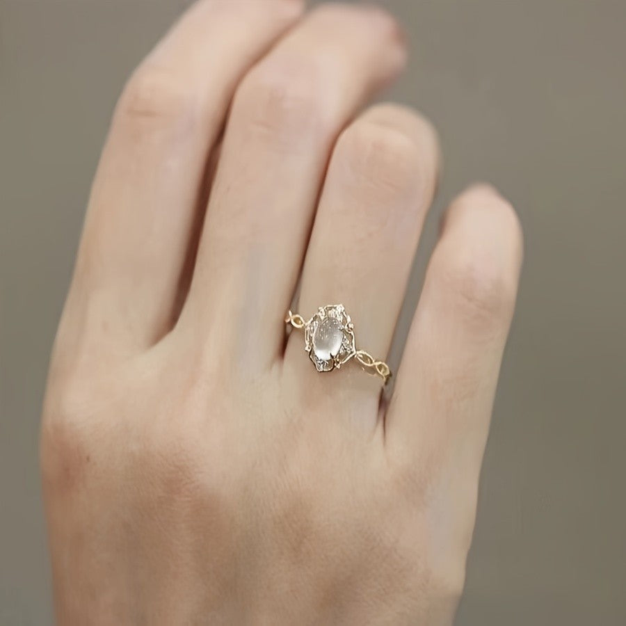 Moonstone Halo Ring