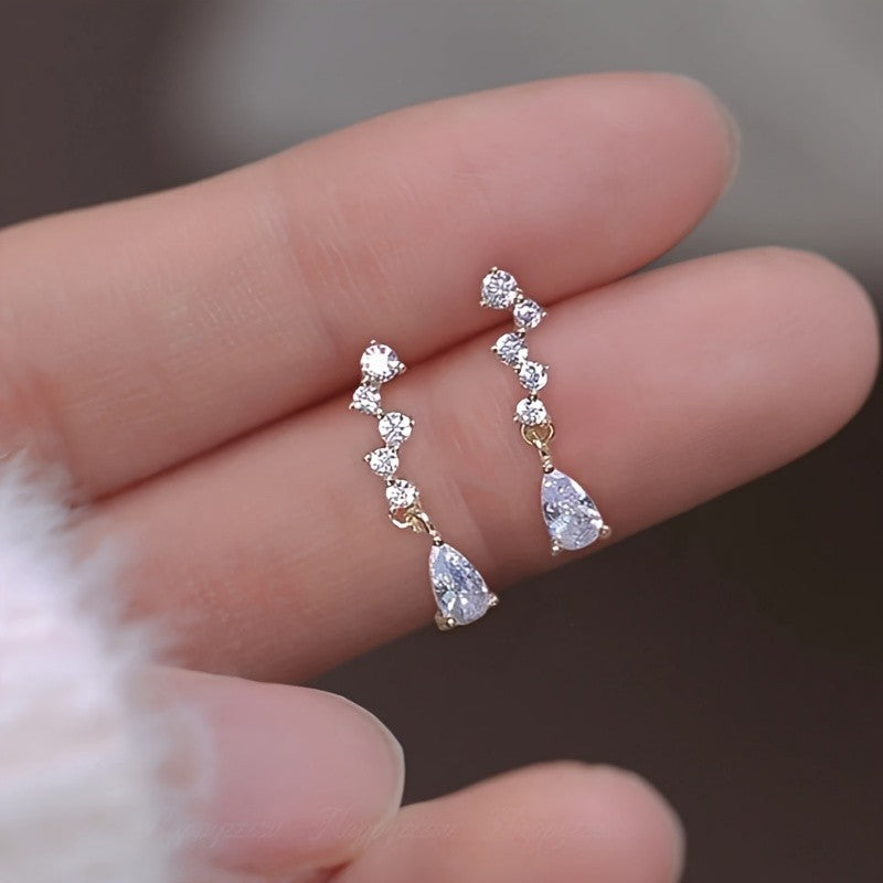 Wavy Crystal Drop Earrings