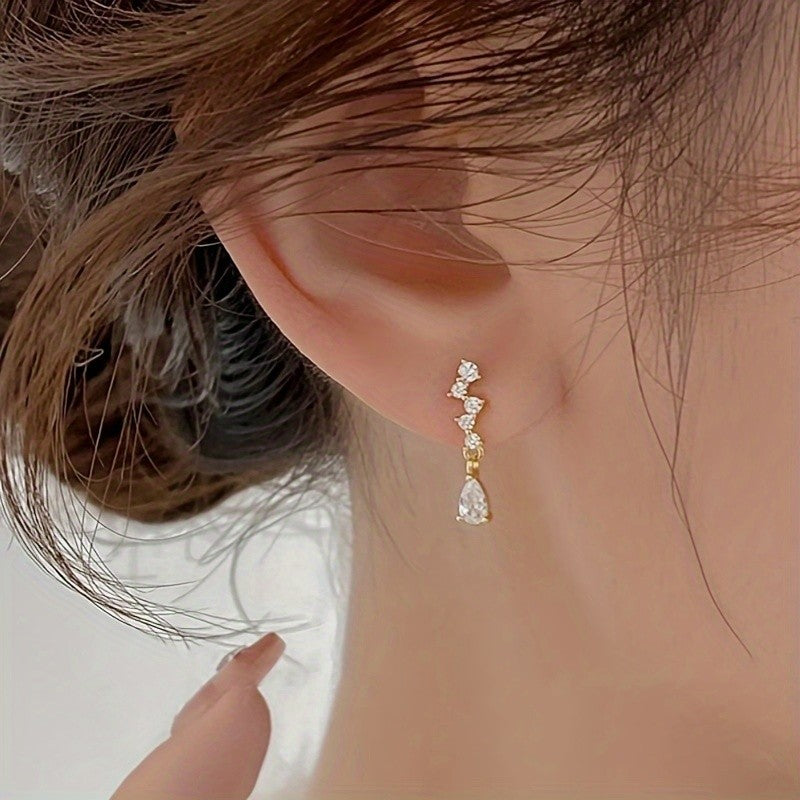 Wavy Crystal Drop Earrings