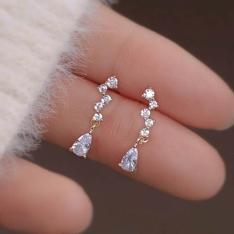 Wavy Crystal Drop Earrings