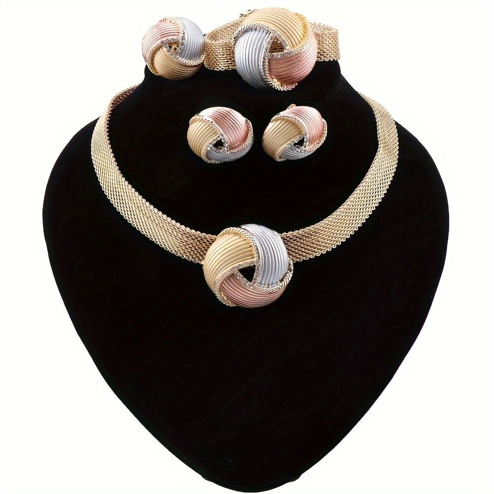 Tri-Color Mesh Knot Jewelry Set