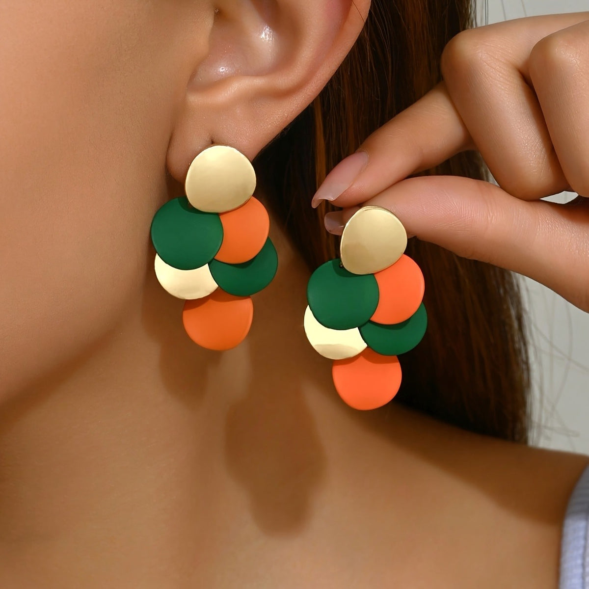 Colorful Overlapping Disc Earrings