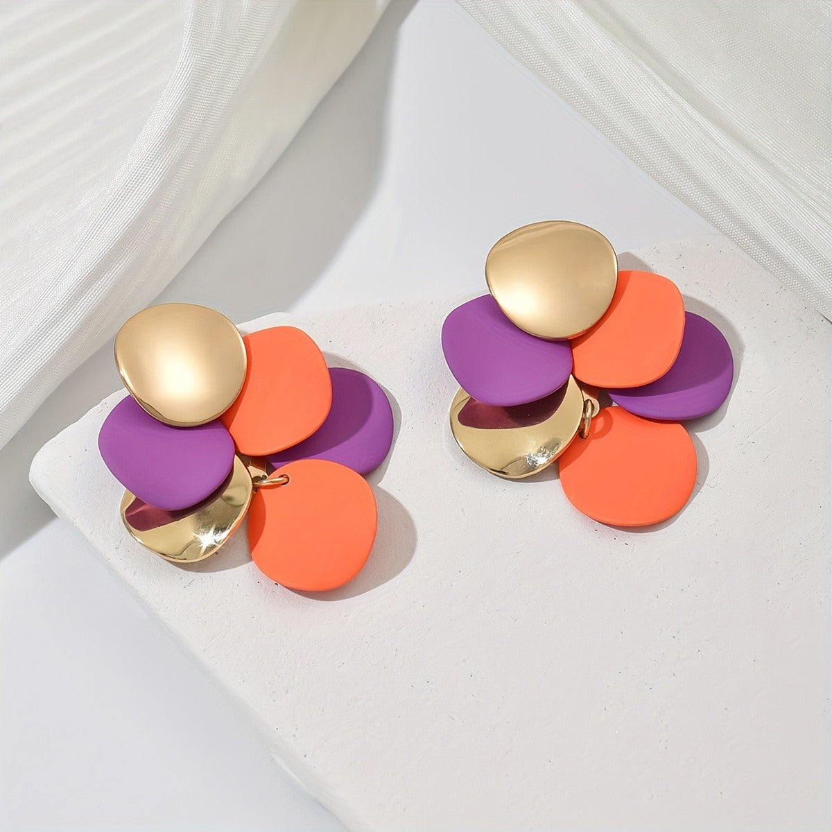 Colorful Overlapping Disc Earrings