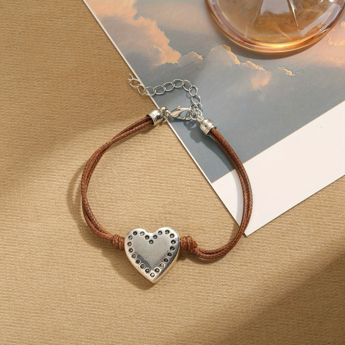 Perforated Heart Leather Bracelet