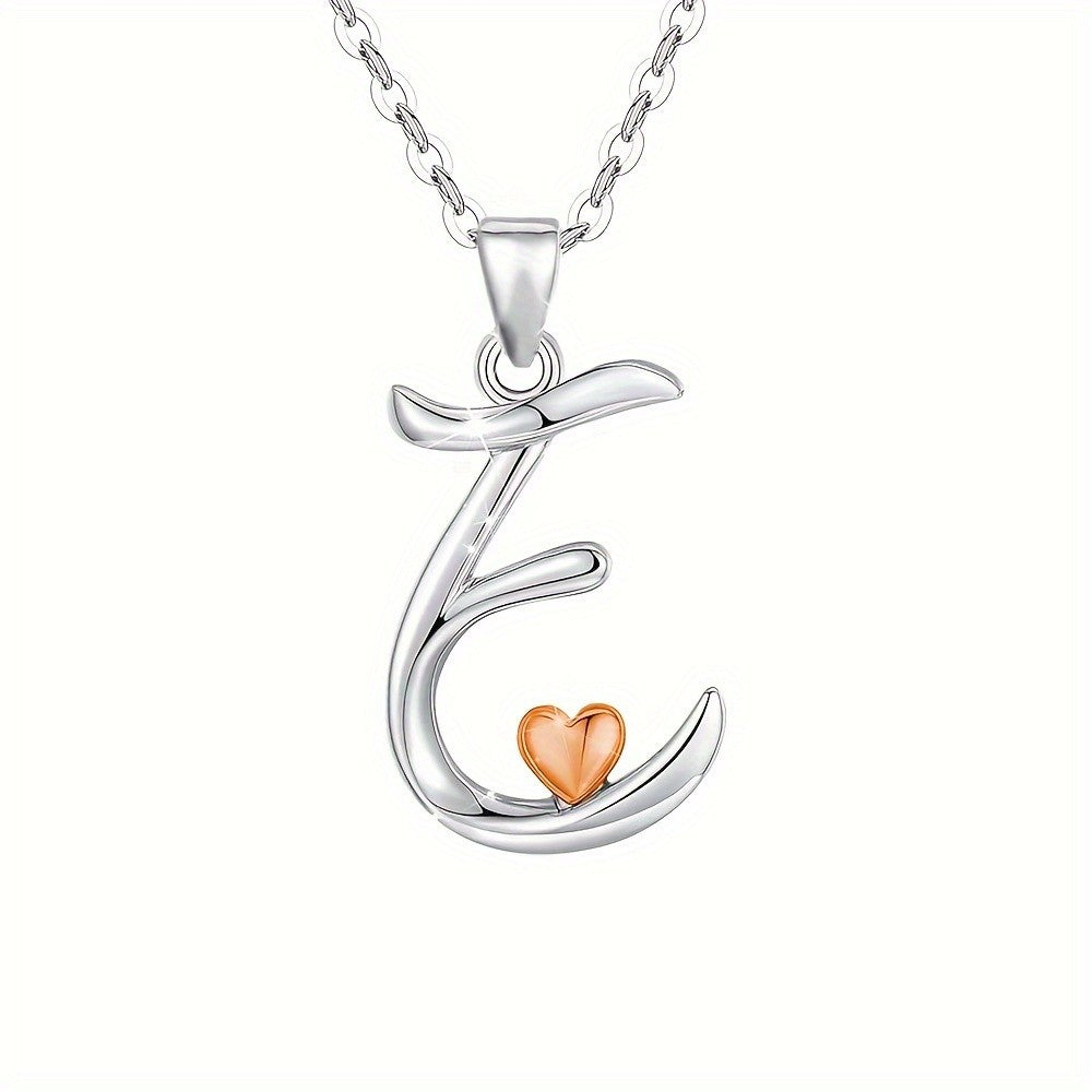 Script Initial Heart Accent Necklace