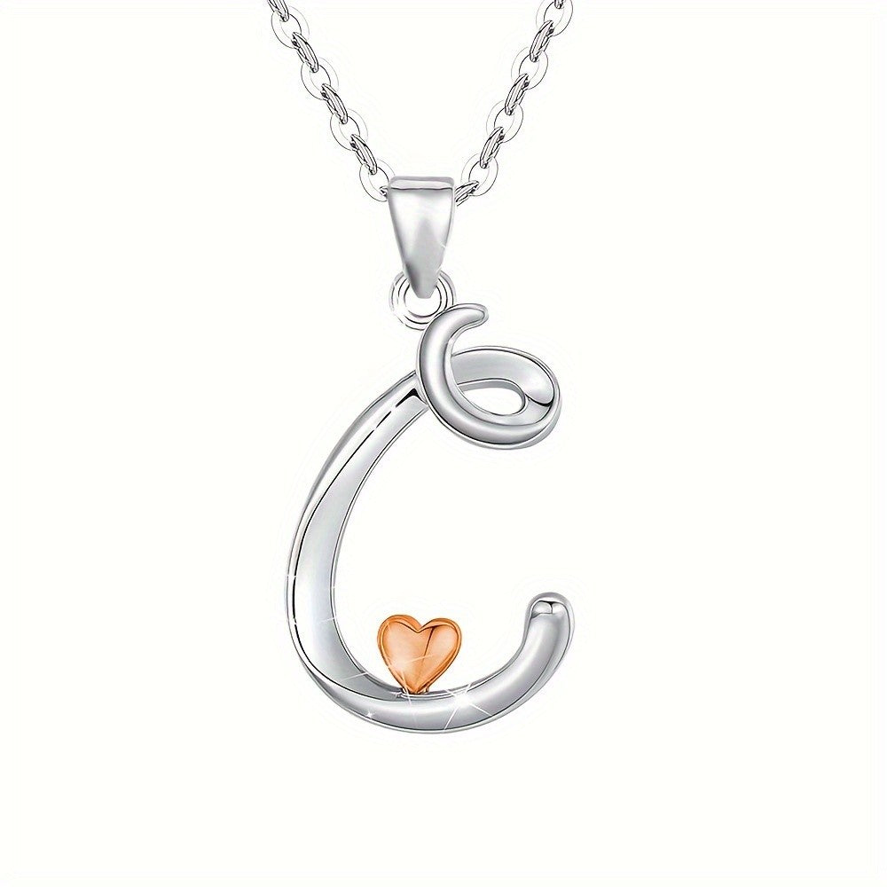 Script Initial Heart Accent Necklace