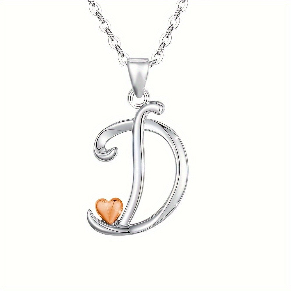 Script Initial Heart Accent Necklace