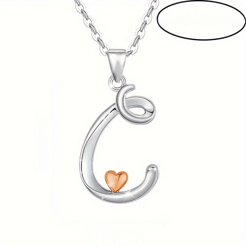 Script Initial Heart Accent Necklace