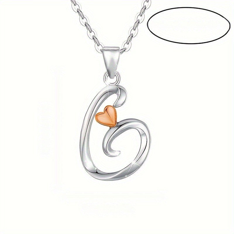 Script Initial Heart Accent Necklace