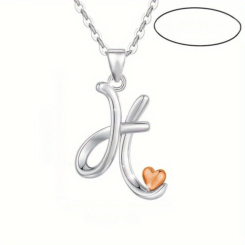 Script Initial Heart Accent Necklace