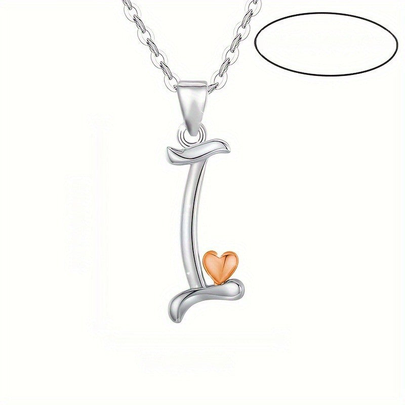 Script Initial Heart Accent Necklace