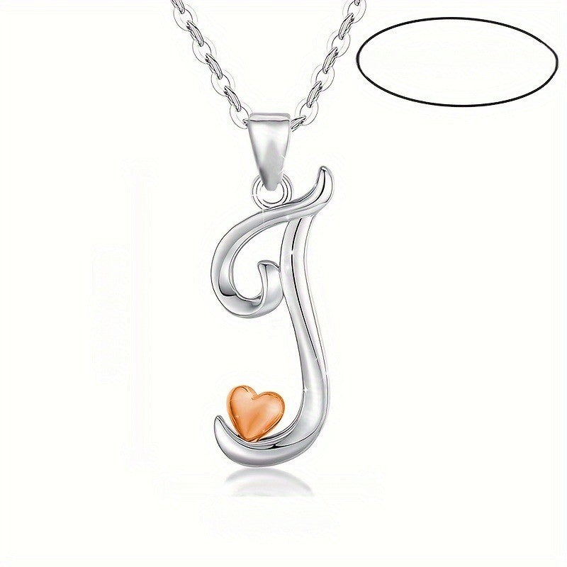 Script Initial Heart Accent Necklace