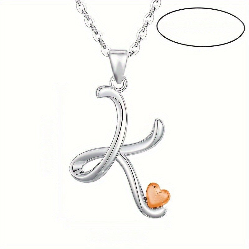 Script Initial Heart Accent Necklace