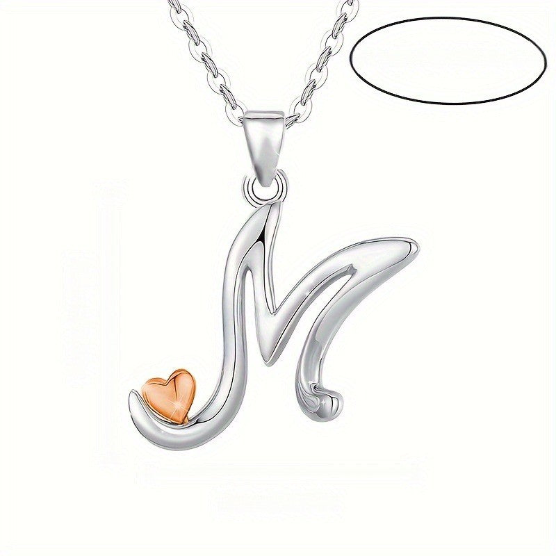 Script Initial Heart Accent Necklace