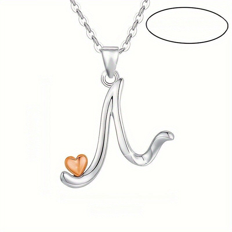 Script Initial Heart Accent Necklace