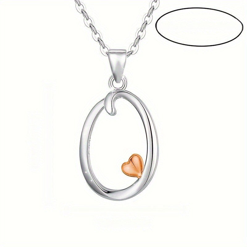 Script Initial Heart Accent Necklace