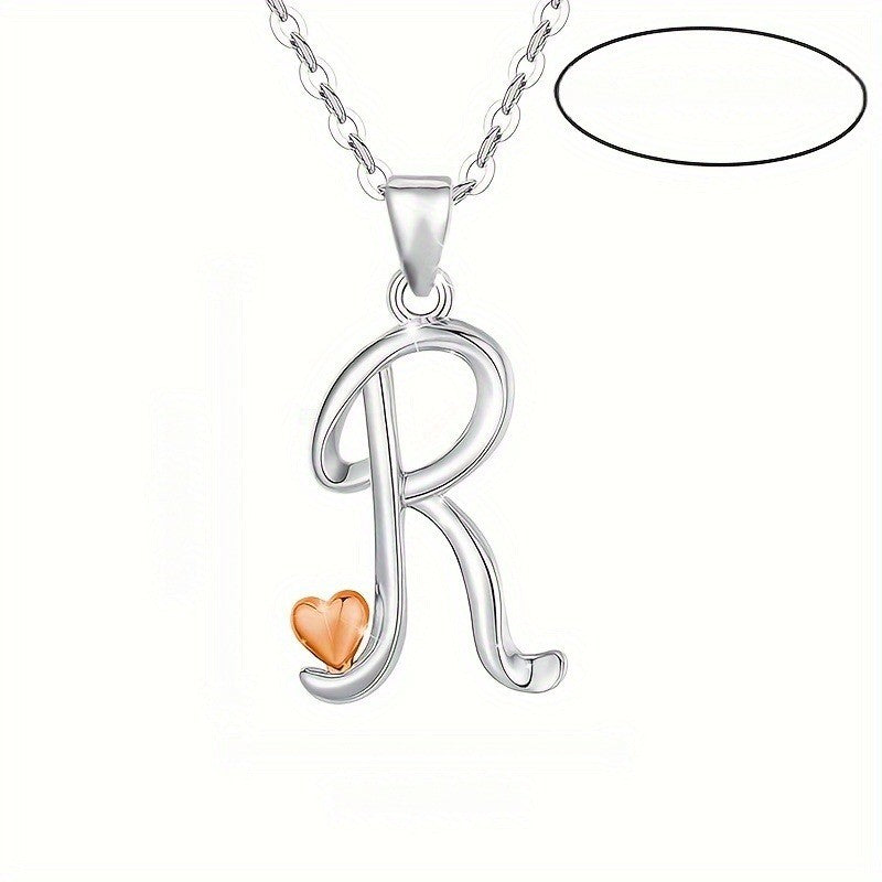 Script Initial Heart Accent Necklace