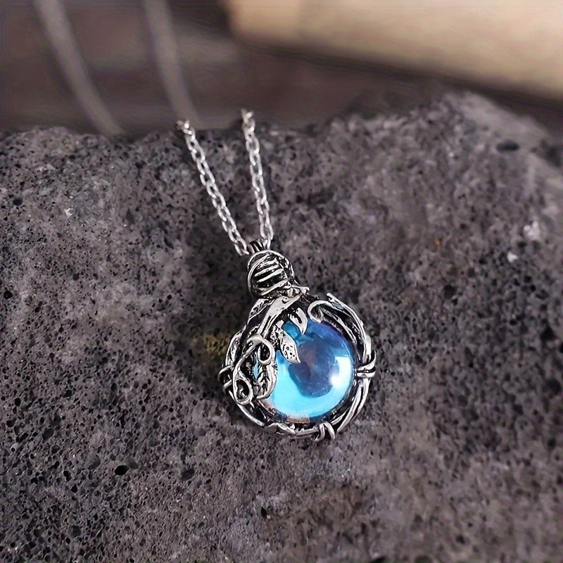 Blue Glass Vine Pendant Necklace