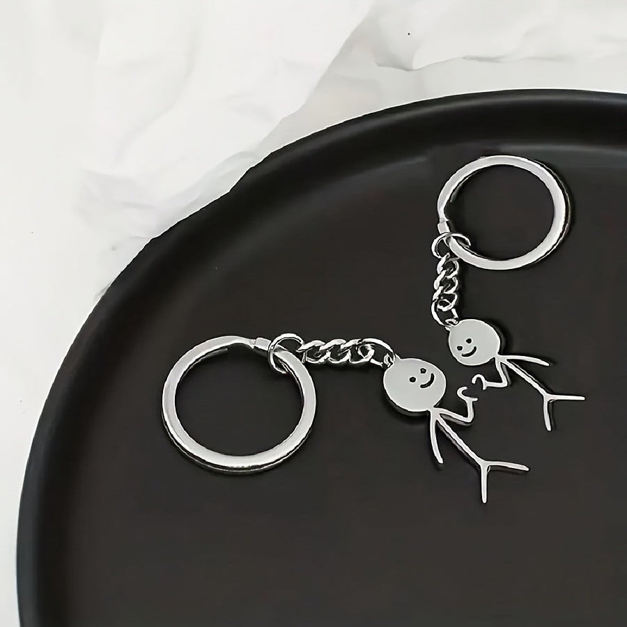 Stick Figure Couple Keychain Set