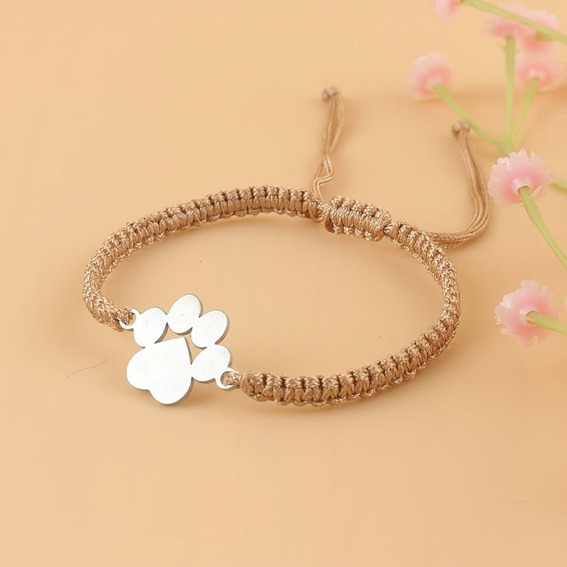 Paw Charm Braided Bracelet