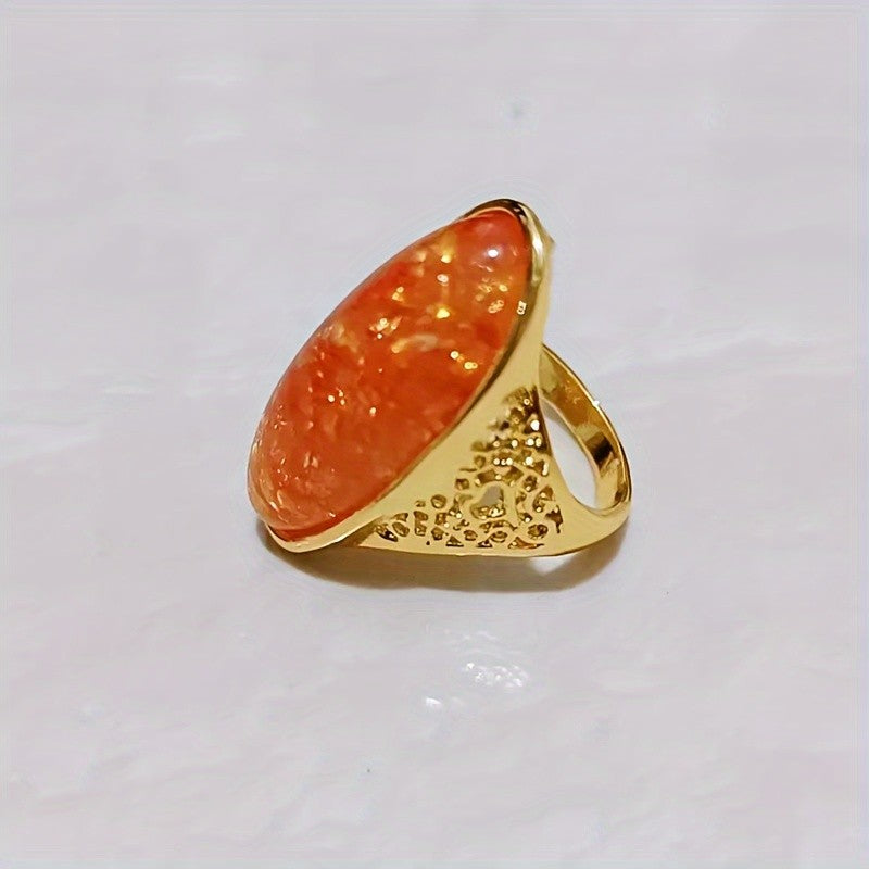 Amber Oval Statement Ring