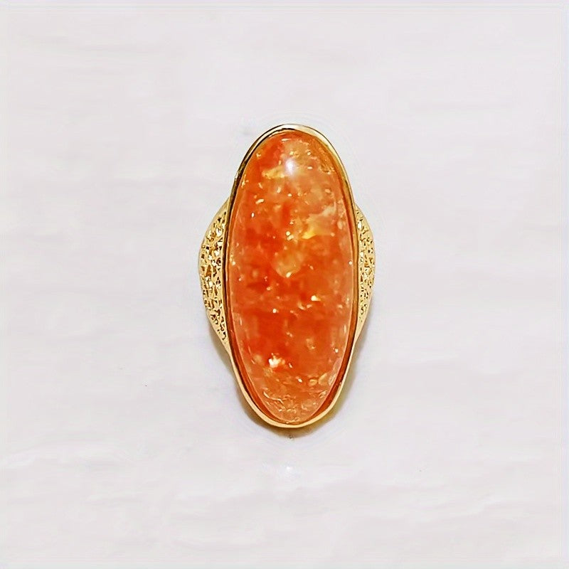 Amber Oval Statement Ring