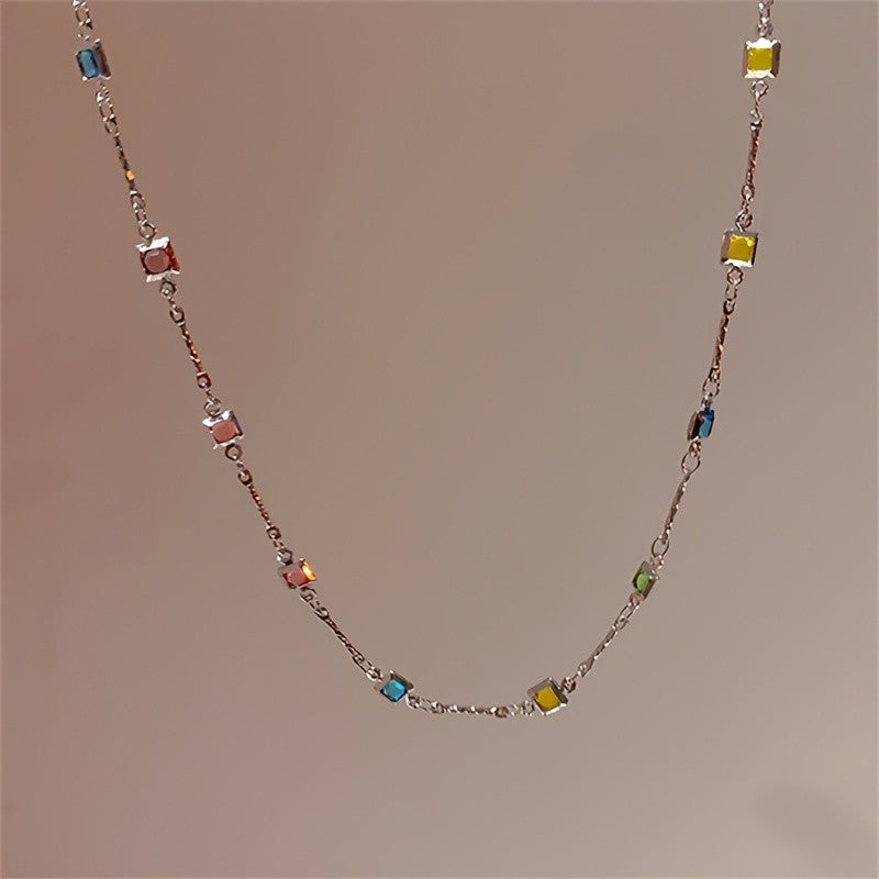 Natural Stone Square Necklace