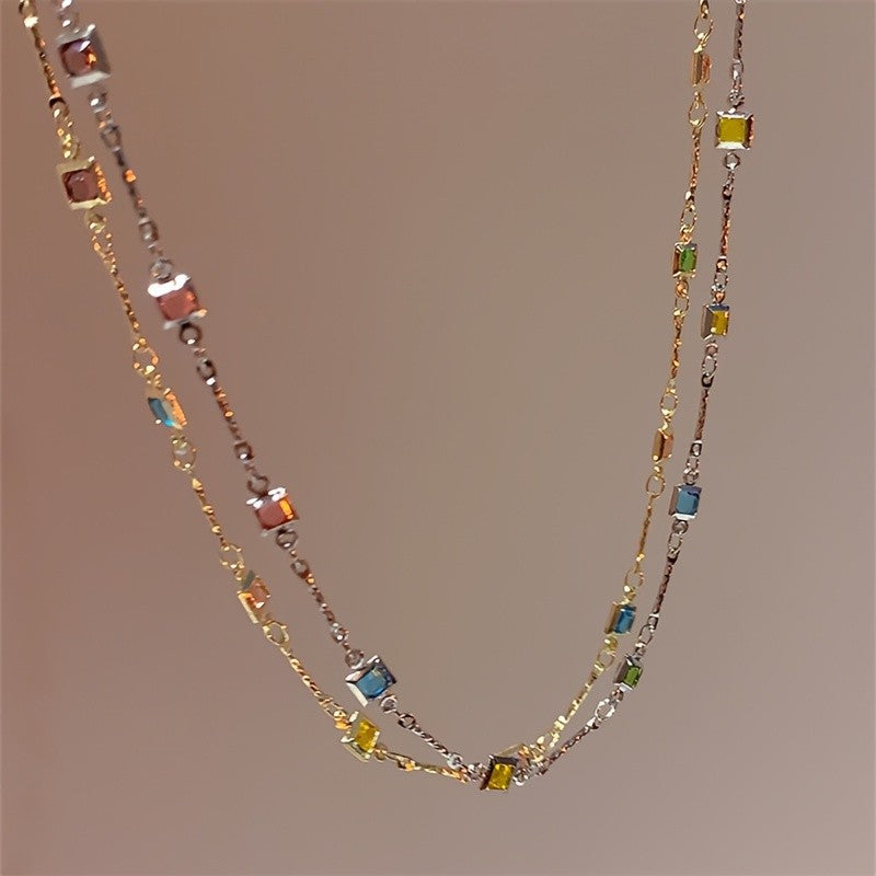 Natural Stone Square Necklace