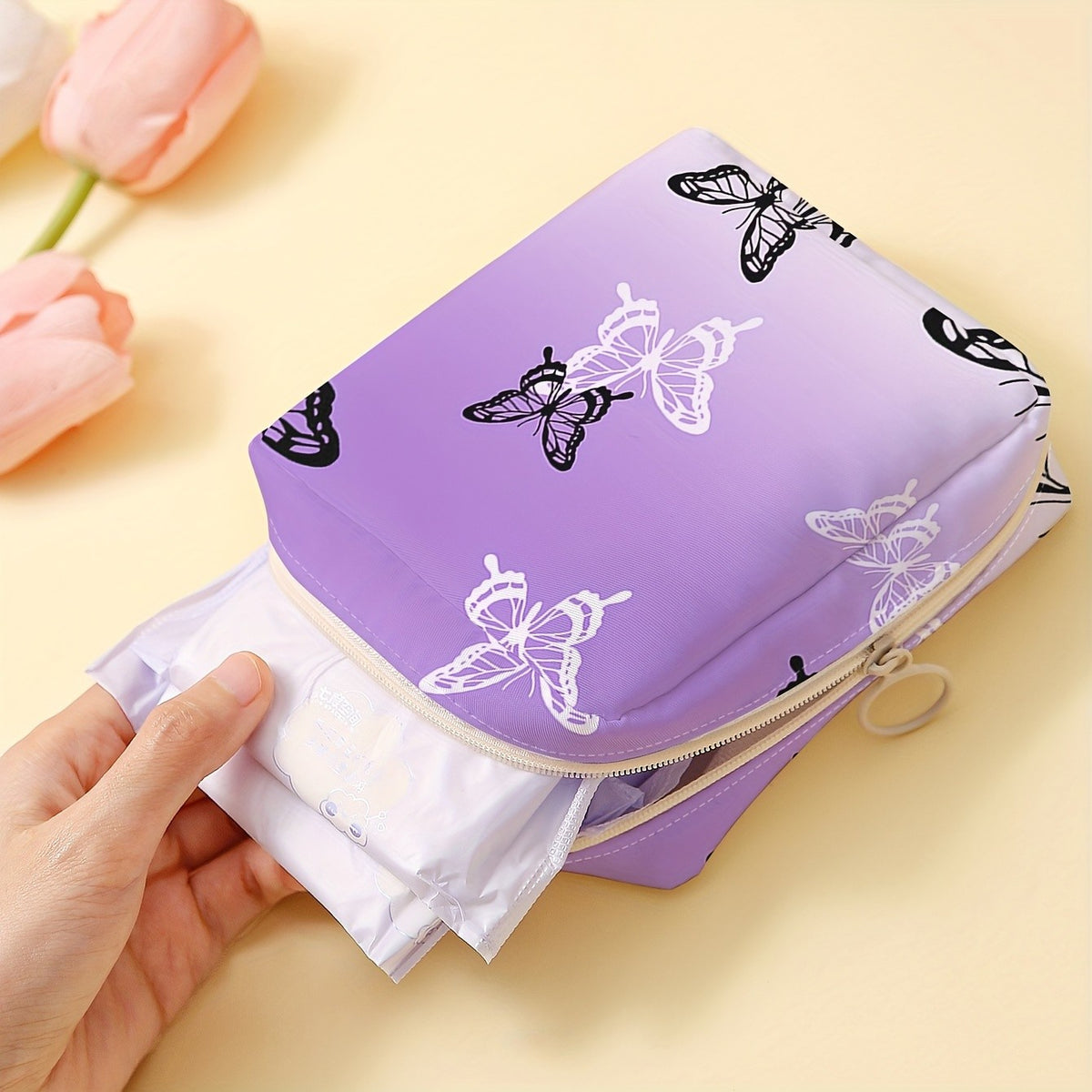 Butterfly Print Zip Pouch