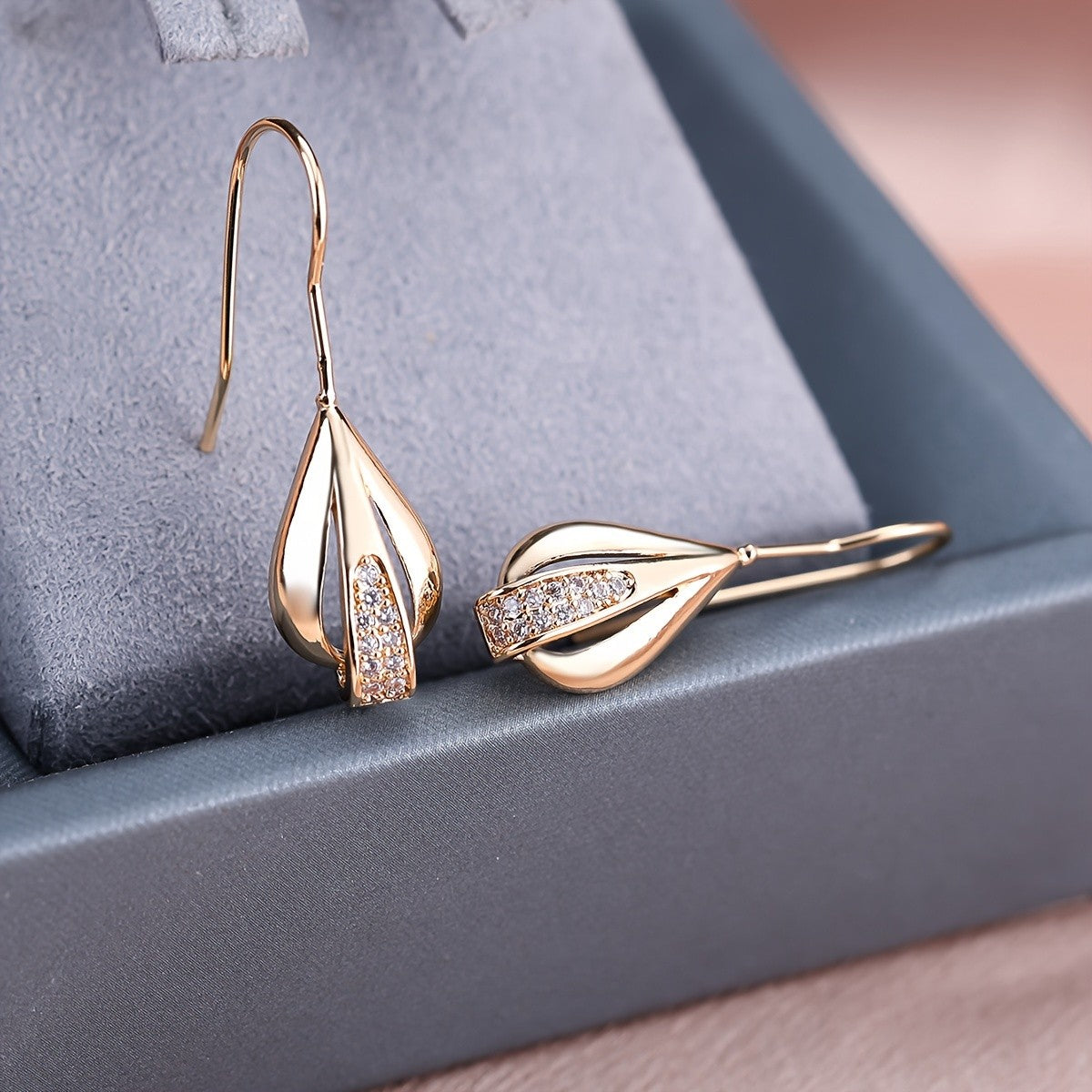 Cubic Zirconia Leaf Drop Earrings