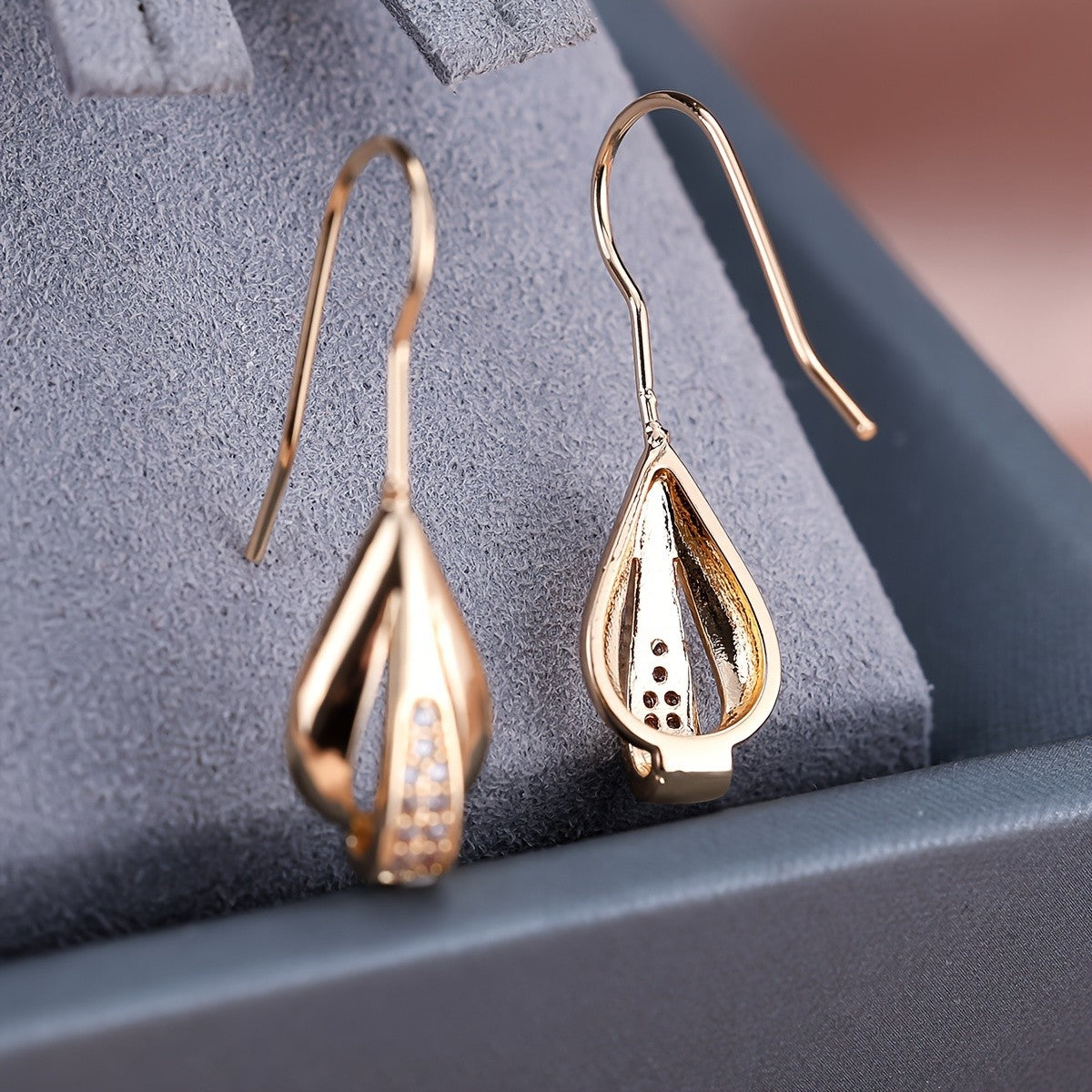 Cubic Zirconia Leaf Drop Earrings
