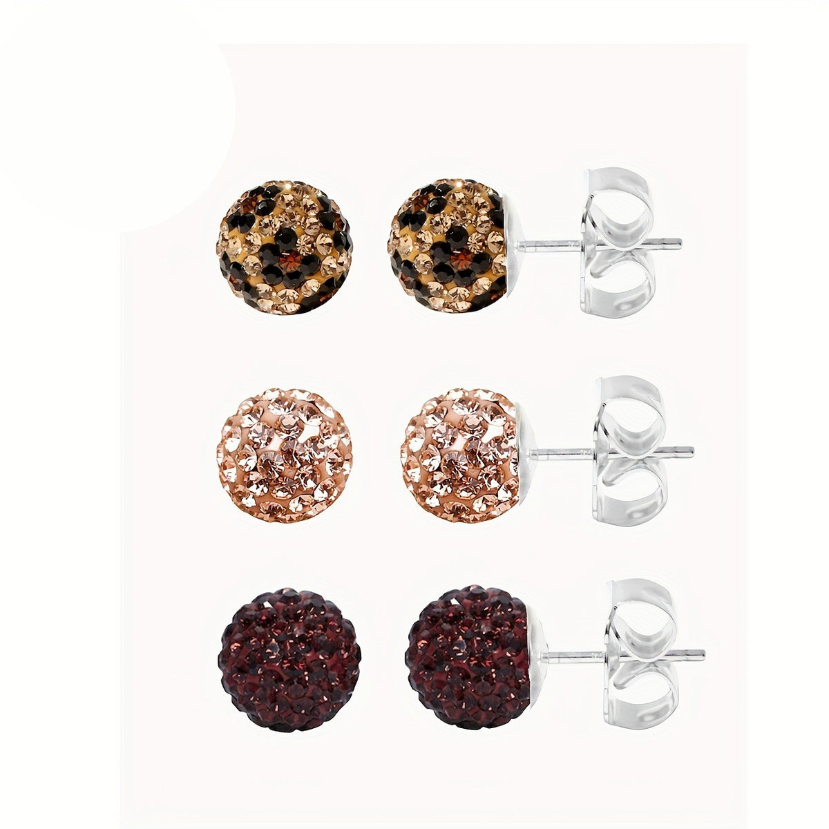 Multi-Color Crystal Ball Stud Earrings