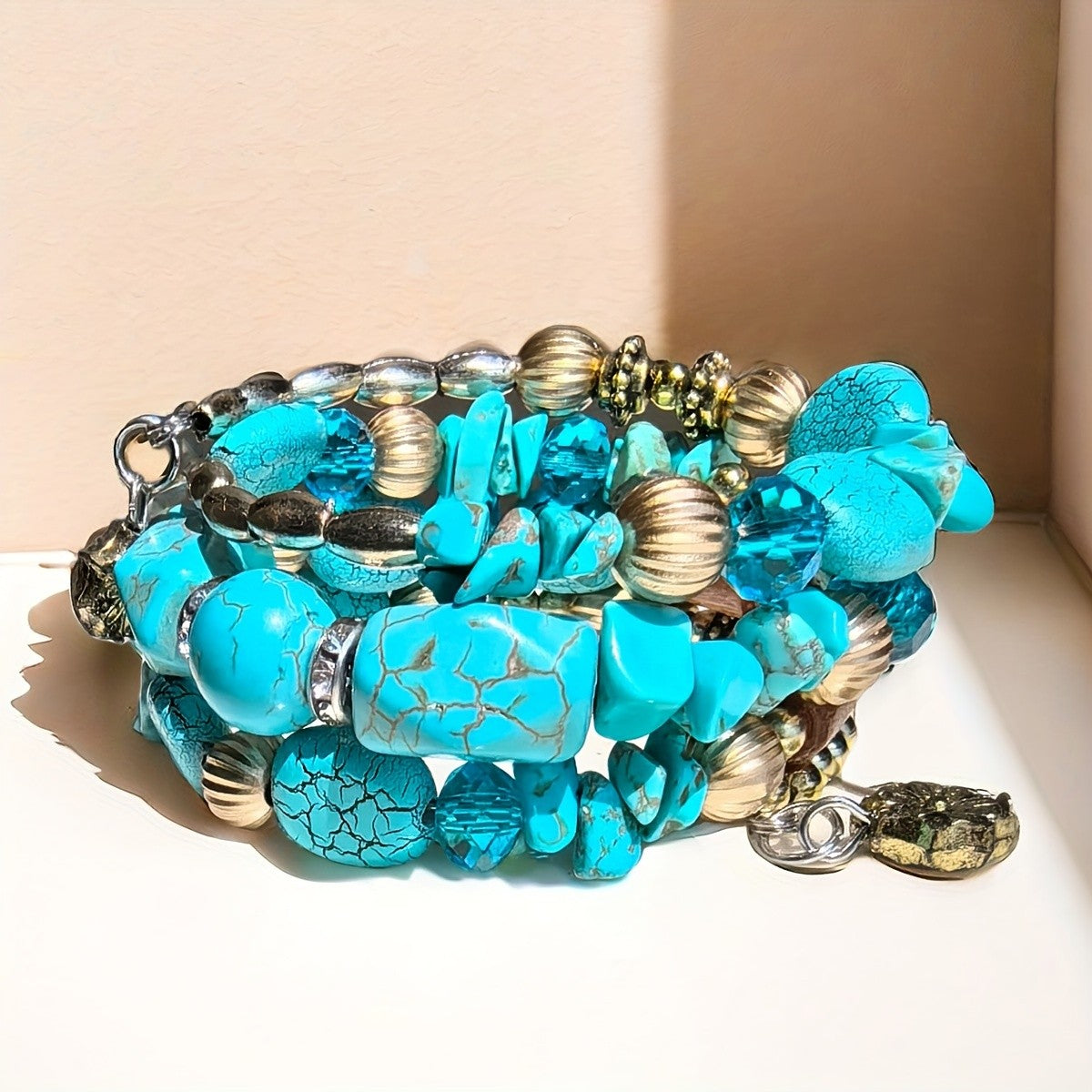 Green Speckled Bead Bracelet Set