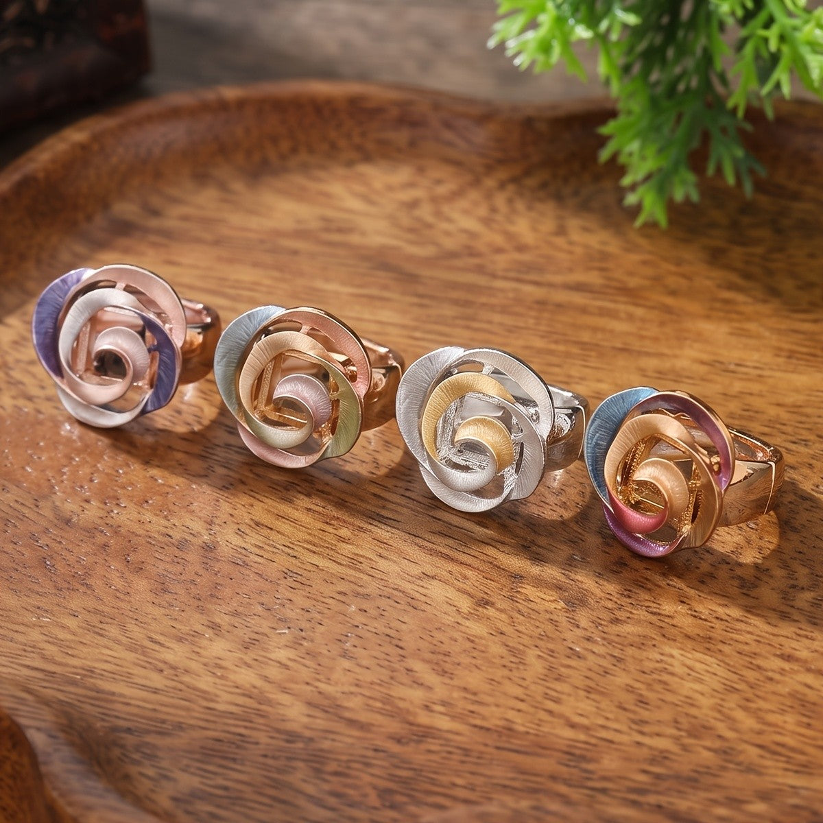 Multicolor Enamel Rose Ring